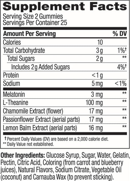 OLLY Sleep Gummy Supplement, 3mg Melatonin, L Theanine, Sleep Aid, Blackberry Flavor, 50 Count